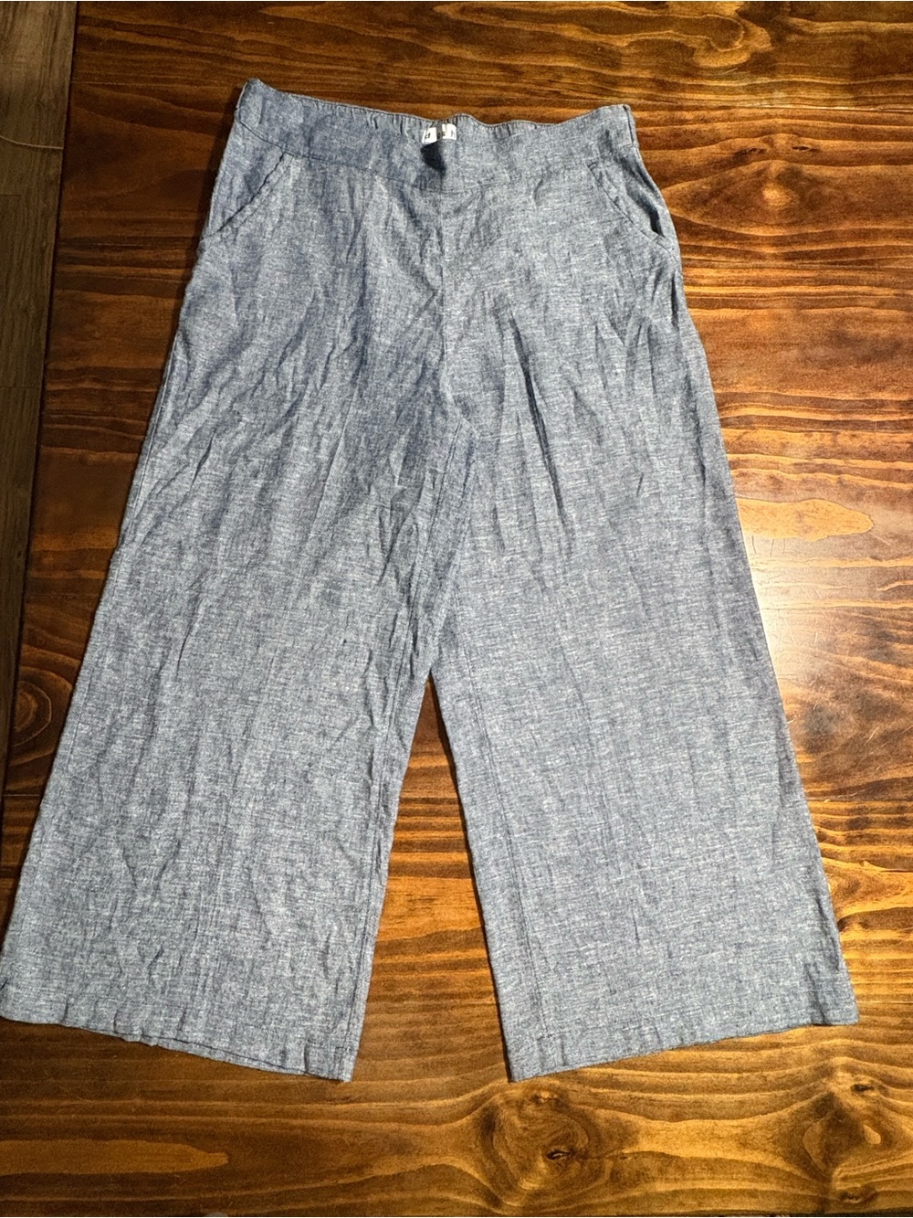 DASH Linen Blend Wide Leg Pants Women’s Medium Blue Chambray Coastal